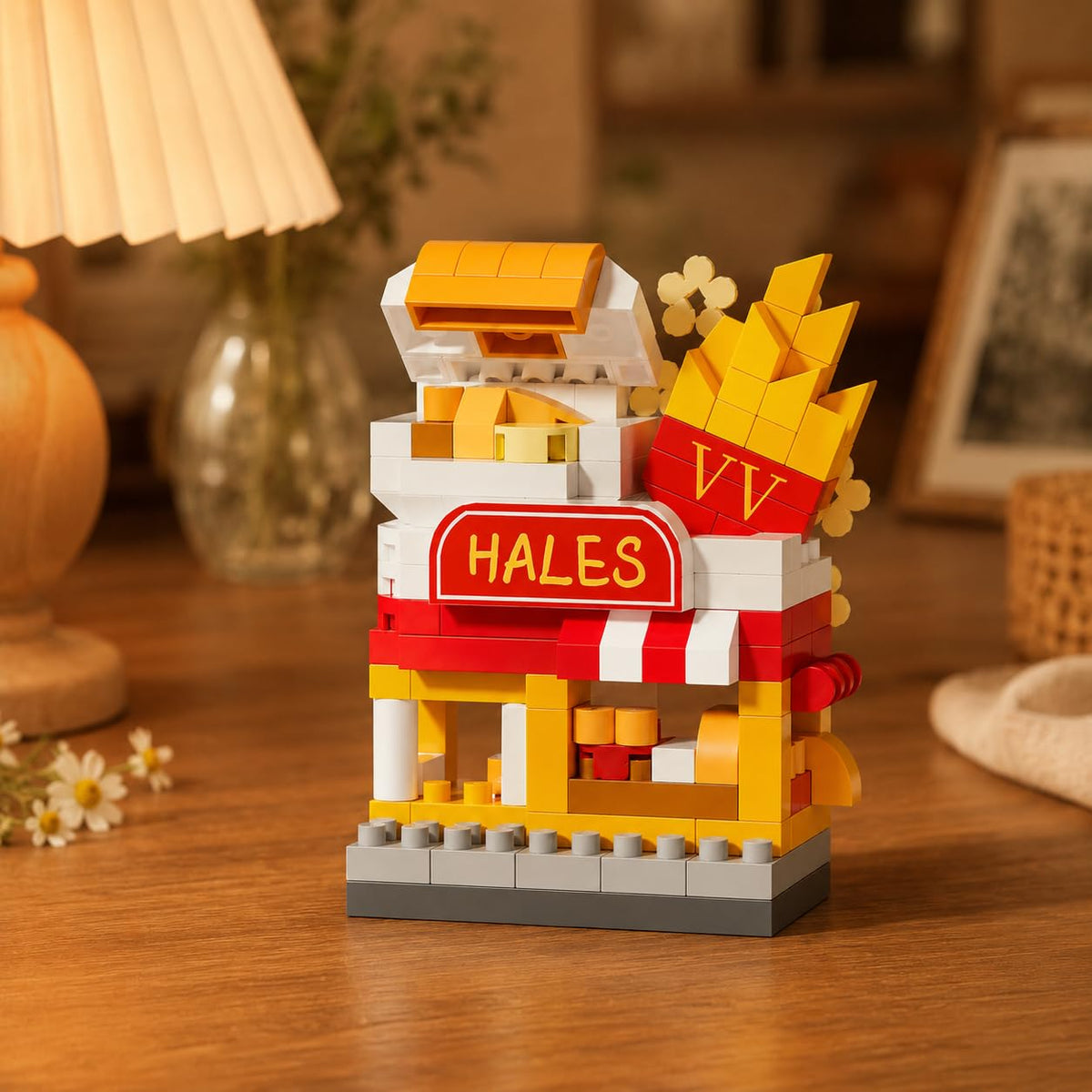 Micro Blocks Street View Town Architecture Kit, Mini Shops Building Bricks Toy for Boys Girls Teens, Creative Ice Cream Bakery Store Display Model, (Multicolor,Ice Cream Shop)