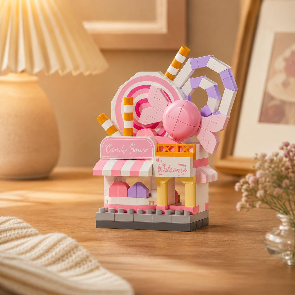 Micro Blocks Street View Town Architecture Kit, Mini Shops Building Bricks Toy for Boys Girls Teens, Creative Ice Cream Bakery Store Display Model, (Multicolor,Ice Cream Shop)