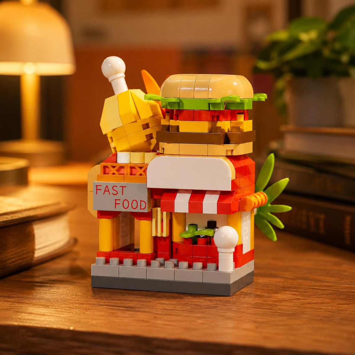 Micro Blocks Street View Town Architecture Kit, Mini Shops Building Bricks Toy for Boys Girls Teens, Creative Ice Cream Bakery Store Display Model, (Multicolor,Ice Cream Shop)