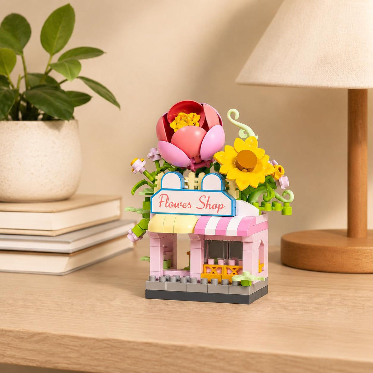 Micro Blocks Street View Town Architecture Kit, Mini Shops Building Bricks Toy for Boys Girls Teens, Creative Ice Cream Bakery Store Display Model, (Multicolor,Ice Cream Shop)