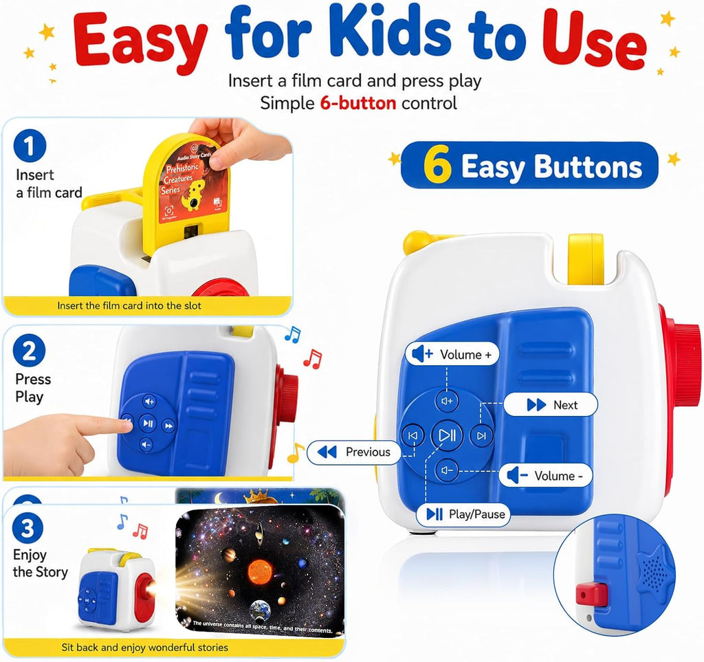 Story Dream Machine, Kids Projector, 4K HD Book Projector w/ 6 Story Cards