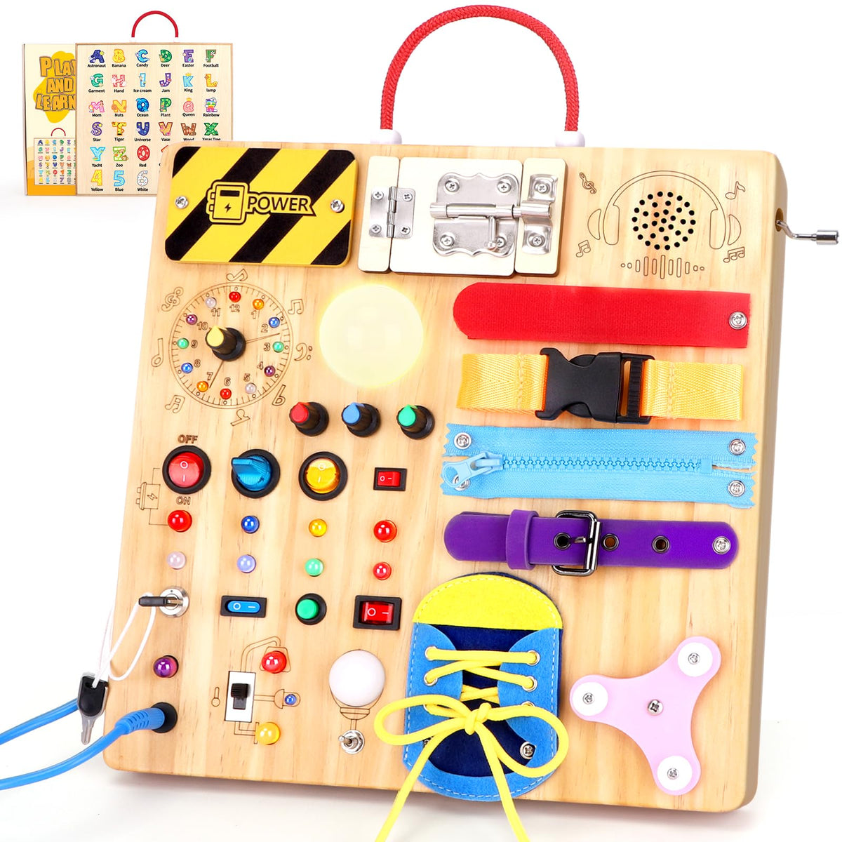 Grarain Busy Board for Toddlers - Montessori Educational Toy for 1-3 Year Old Boys & Girls | Travel-Friendly Sensory Learning Activity | Ideal for Kids with Autism(Clocks Busy Board)