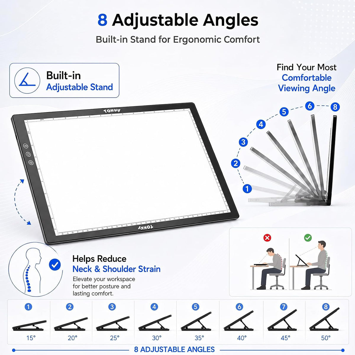 Rechargeable A3 Light Table for Diamond Painting with 8 Adjustable Stand