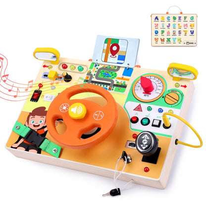 Grarain Busy Board for Toddlers - Montessori Educational Toy for 1-3 Year Old Boys & Girls | Travel-Friendly Sensory Learning Activity | Ideal for Kids with Autism(Clocks Busy Board)