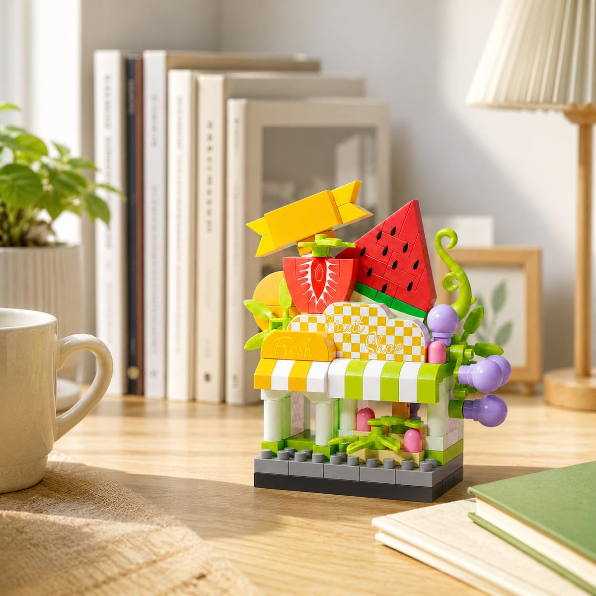 Micro Blocks Street View Town Architecture Kit, Mini Shops Building Bricks Toy for Boys Girls Teens, Creative Ice Cream Bakery Store Display Model, (Multicolor,Ice Cream Shop)