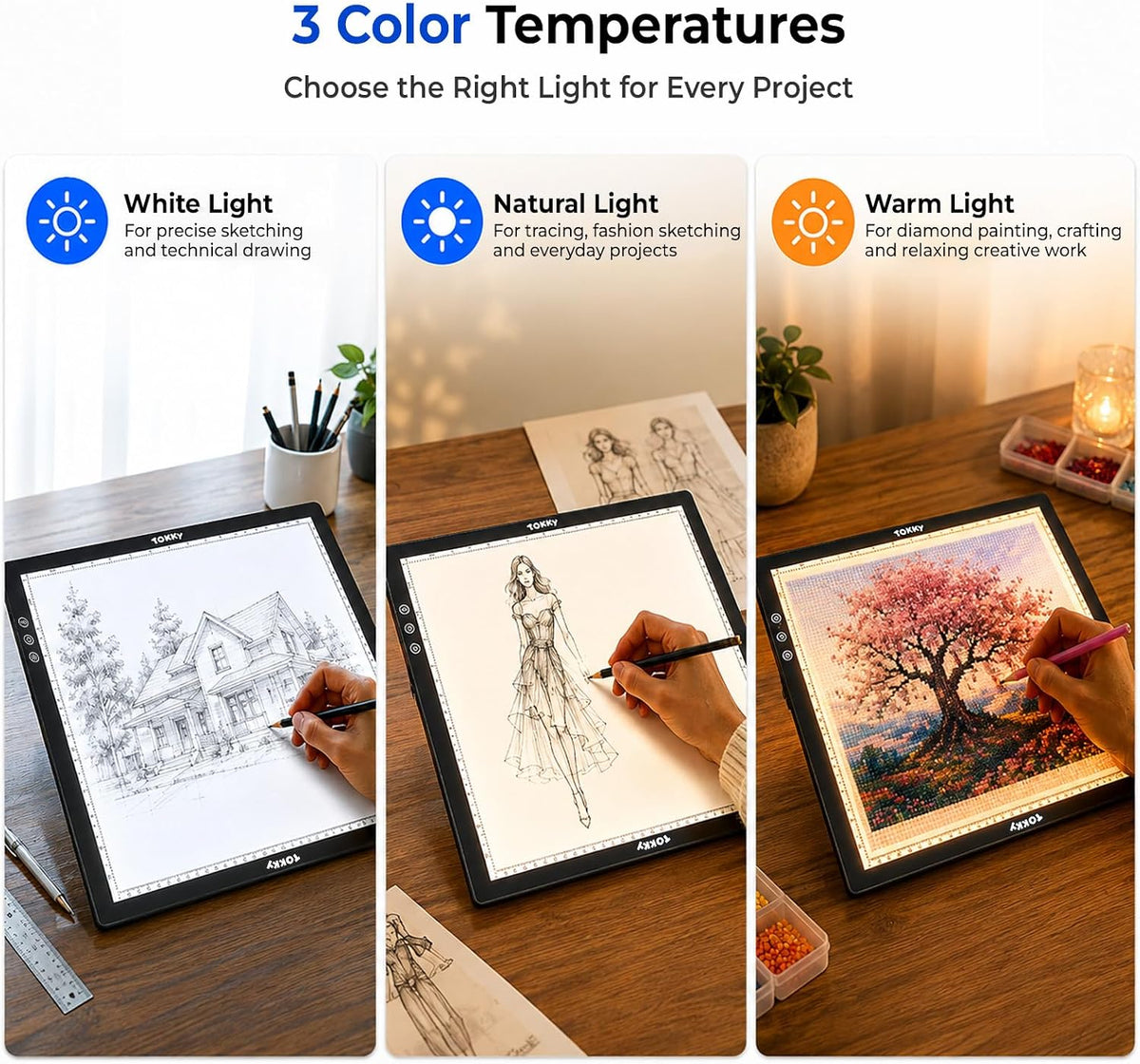Rechargeable A3 Light Table for Diamond Painting with 8 Adjustable Stand