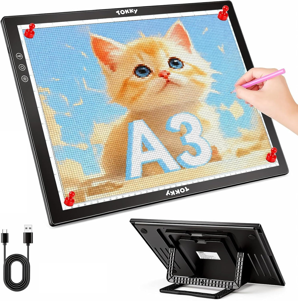 Rechargeable A3 Light Table for Diamond Painting with 8 Adjustable Stand