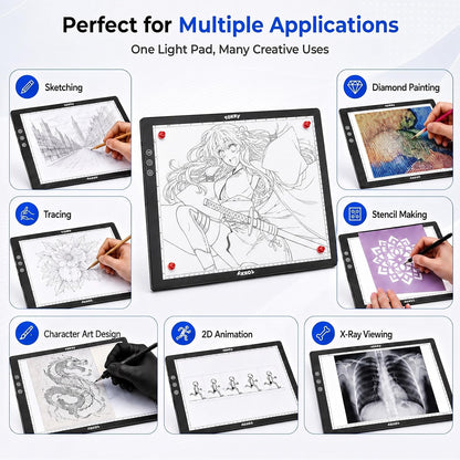 Rechargeable A3 Light Table for Diamond Painting with 8 Adjustable Stand