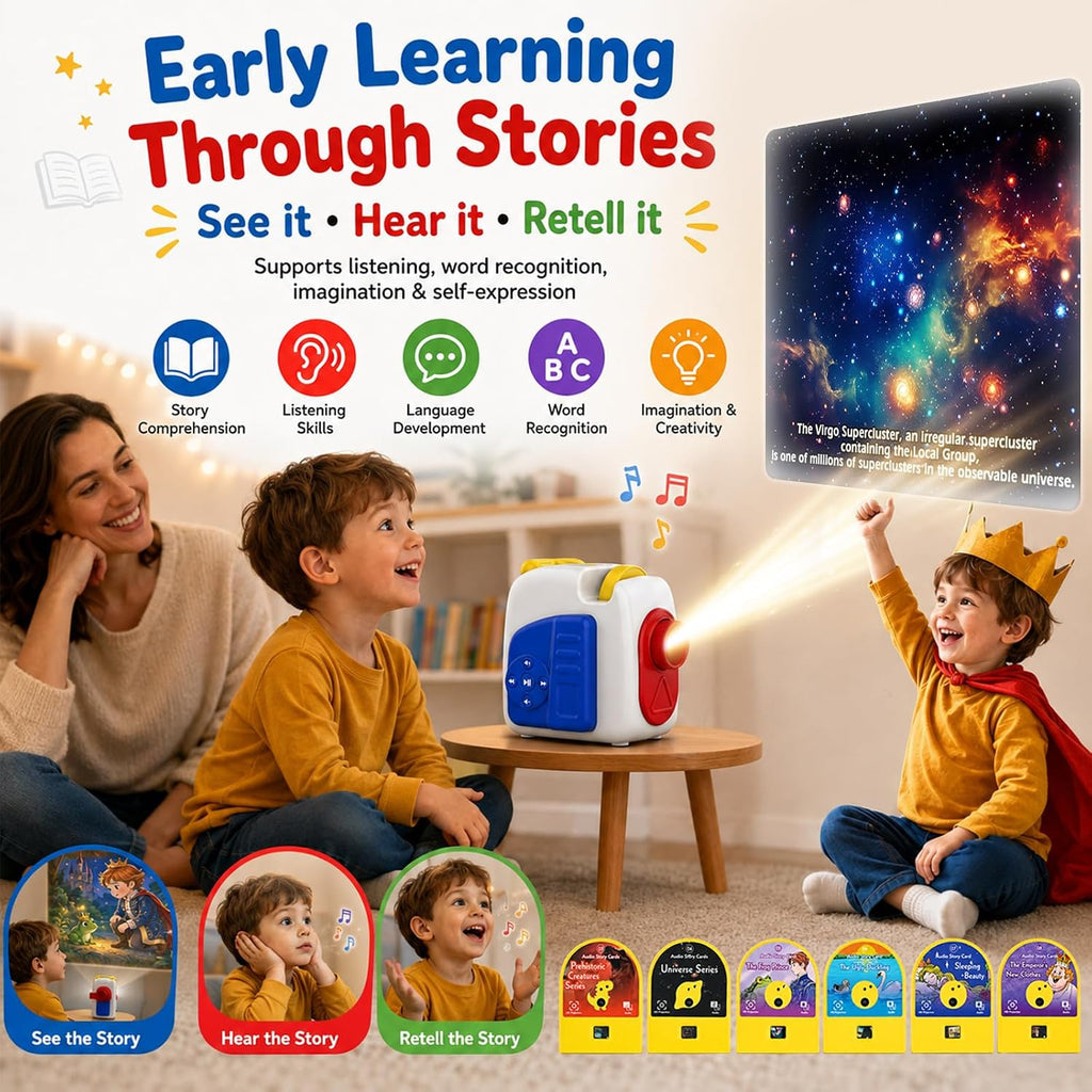 Story Dream Machine, Kids Projector, 4K HD Book Projector w/ 6 Story Cards