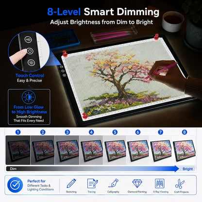 Rechargeable A3 Light Table for Diamond Painting with 8 Adjustable Stand
